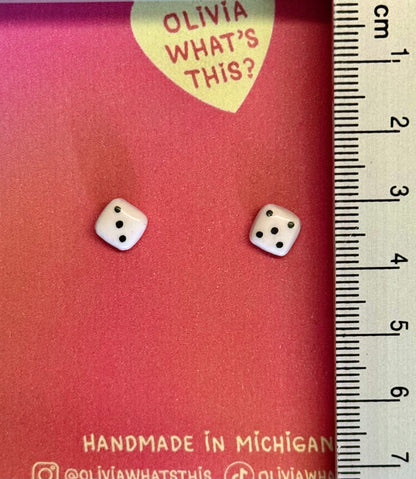 dice stud earrings